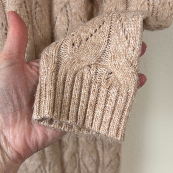 Women's Cable Knit Cardigan Sweater - Beige - Picture 4 of 9